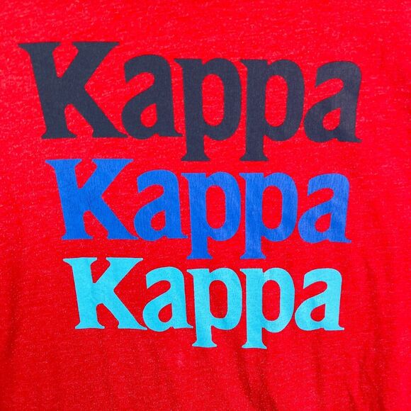 Kappa T Shirt Mens XXL Red Graphic Spellout Short Sleeve Crewneck Patch - Picture 2 of 8